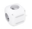 Solight 3z + USB A+C predlžovací prívod - kocka, 2m, 3 x 1mm2, biely, vypínač