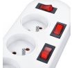 Solight predlžovací prívod, 5 zásuviek, biely, 6x vypínač, 2m