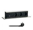 Solight 3z + USB A+C výsuvný blok zásuviek, 2m, nerez oceľ