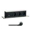 Solight 3z + USB A+C 20W PD výsuvný blok zásuviek, 2m, nerez oceľ