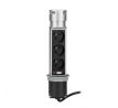 Solight USB výsuvný blok zásuviek, 3 zásuvky, plast, dĺžka 1,5m, 3 x 1mm2, strieborný