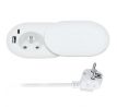 Solight 1z + USB A+C 20W PD vstavaná zásuvka s posuvným viečkom, 2m, matná biela