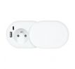 Solight 1z + USB A+C 20W PD vstavaná zásuvka s posuvným viečkom, 2m, matná biela