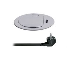 Solight 1z + USB-C 20W PD vstavaná zásuvka, 2m, strieborná