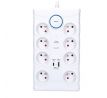 Solight prepäťová ochrana, 8z, USB A+C 3.4A, 2m, biela