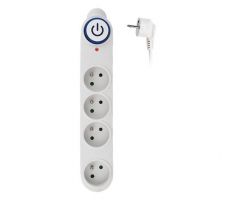 Solight prepäťová ochrana, 150J, 4 zásuvky, 1,5m, biela