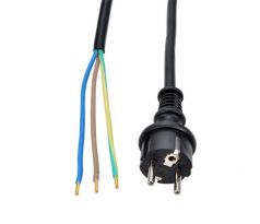 Solight flexo šnúra, 3x 1,5mm2, gumová, čierna, 2,5m