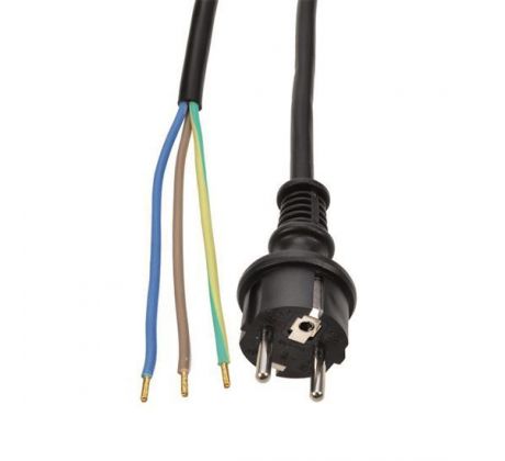Solight flexo šnúra, 3x 1mm2, gumová, čierna, 2,5m