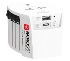 SKROSS cestovný adaptér MUV USB, USB A+C, univerzálny pre 150 krajín