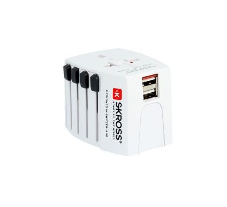 SKROSS cestovný adaptér MUV USB, 2x USB-A, univerzálny pre 150 krajín
