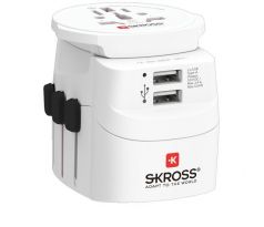 SKROSS cestovný adaptér PRO Light USB World, UK+USA+Austrália/Čína, 2x USB-A, vr. adaptéra ostatných vidlíc