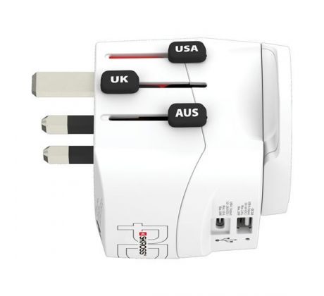 SKROSS cestovný adaptér PRO Light USB AC30PD World, 7A max., USB A+C, PD 30W, UK+USA+Austrálie/Čína