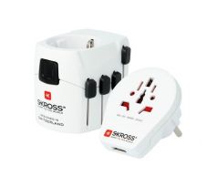 SKROSS cestovný adaptér PRO - World & USB, 6,3A max., uzemnený, vr. univerzálnej USB nabíjačky, pre cellý svet