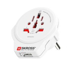 SKROSS cestovný adaptér Europe USB pre cudzincov v SR, USB-A, 12W, typ E/F