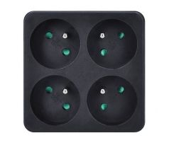 Solight rozbočovač, 4 x 10A, čierny