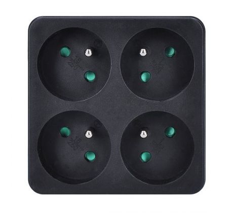 Solight rozbočovač, 4 x 10A, čierny