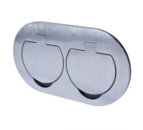 Solight vstavaná podlahová dvojzásuvka, IP55, okrúhle viečko