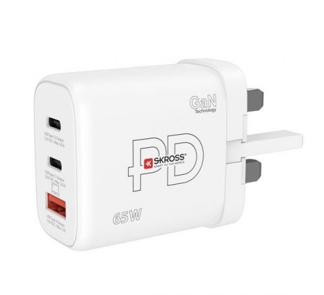 SKROSS USB A+C nabíjací adaptér Power Charger 65W GaN UK, Power Delivery, typ G