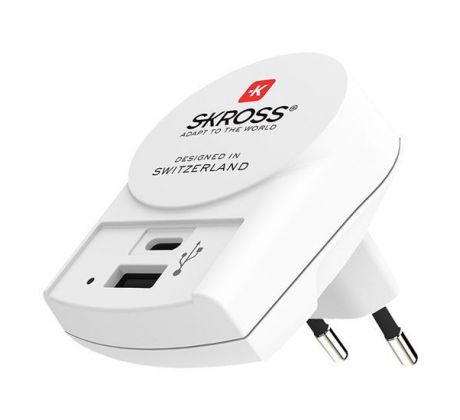 SKROSS USB A+C nabíjací adaptér EU, 27W, typ C