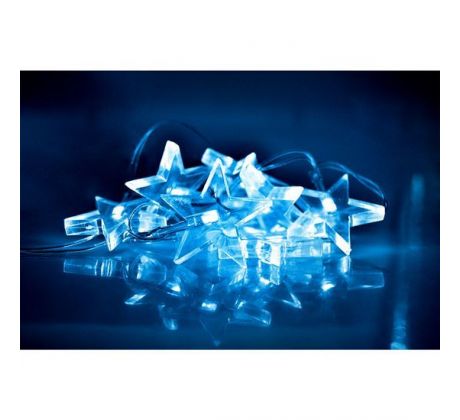 Solight LED vianočná reťaz, hviezdy, 1,5m, 10x LED, 2x AA, modré svetlo