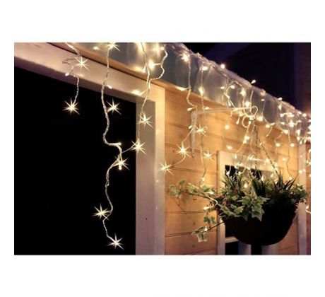 Solight LED vianočné záves, cencúle, 120 LED, 3m x 0,7m, prívod 6m, vonkajšie, teplé biele svetlo, pamäť,časovač