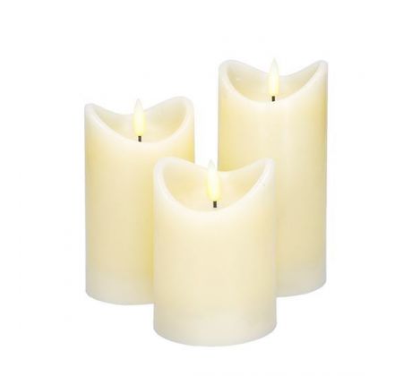 Solight sada LED sviečok z prírodného vosku, 3ks, AAA