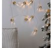 Solight LED vianočná reťaz rolničky, 10x LED, zlatá, 1,5m, 2x AA