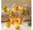 Solight LED vianočná reťaz rolničky, 10x LED, zlatá, 1,5m, 2x AA