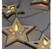 Solight LED vianočná reťaz hviezdy, 10x LED, drevo, 1,5m, 2x AA