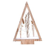 Solight LED drevená vianočná dekorácia, zasnežené zimné kvety, 37cm, 2x AA