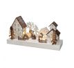 Solight LED vianočná dedinka, 34x17cm, drevo, 4 LED, 2x AA