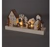Solight LED vianočná dedinka, 34x17cm, drevo, 4 LED, 2x AA