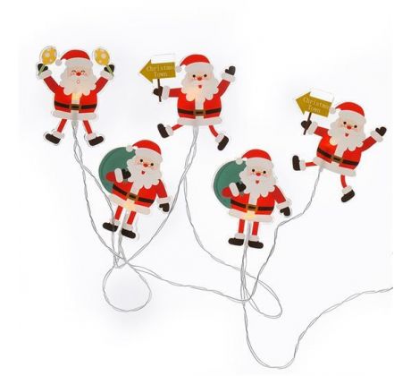 Solight LED okenná reťaz - Santa, 6x LED, prísavná, 120cm, 2x AA