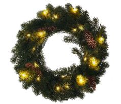 Solight vianočný veniec, priemer 40cm, 15LED, 3x AA, IP44, časovač
