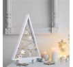 Solight LED drevený vianočný stromček s ozdobami, 15LED, prírodné drevo, 37cm, 2x AA