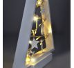 Solight LED drevený vianočný stromček s ozdobami, 15LED, prírodné drevo, 37cm, 2x AA