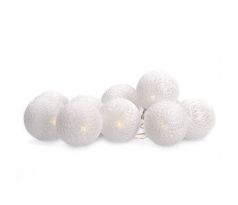 Solight LED reťaz vianočné gule bavlnené, 10LED, 1m, 2x AA, IP20