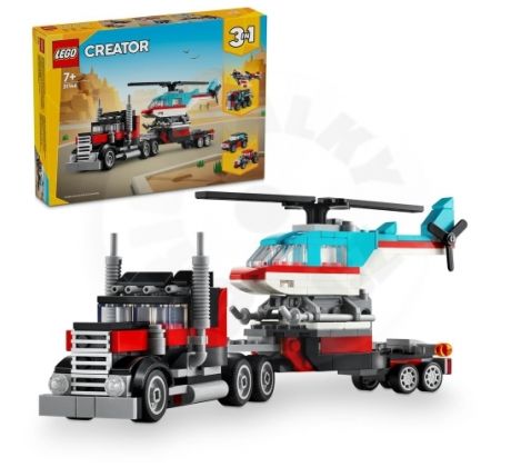 LEGO® Creator 31146 Nákladiak s plochou korbou a helikoptérou