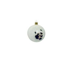"Biela prítomnosť: Sklenená ozdoba 8cm - Sediaca panda (s darčekovou krabičkou) IRISA"