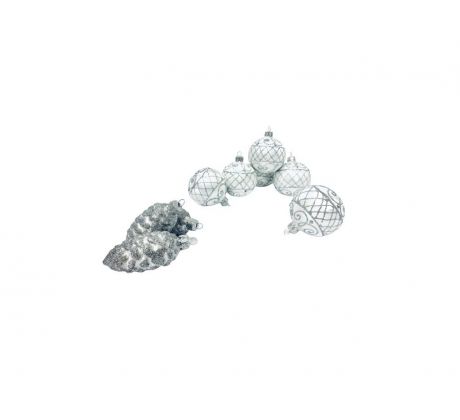 Irisa LUXUSNÝ SET Vianočné ozdoby KATRIN - biele dekor ornamenty, BOX 39 ks