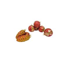 Irisa LUXUSNÝ SET Vianočné ozdoby KATRIN - červené dekor ornamenty, BOX 39 ks
