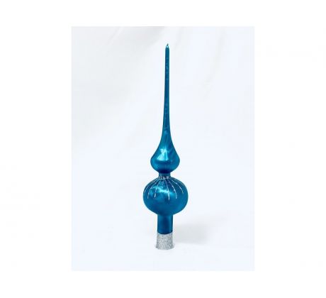 Irisa Vianočné ozdoby modrá špica s dekorom mrazolák linky 28 cm, 1 ks
