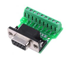 D-Sub DE-9 samica RS232 adaptér na svorkovnicu