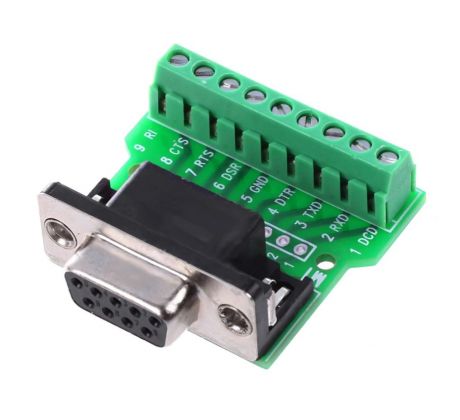 D-Sub DE-9 samica RS232 adaptér na svorkovnicu