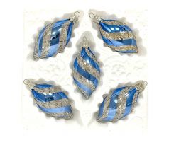 Sklenené vianočné ozdoby „Ľadová špirála“, 7 cm, modro-strieborné, sada 5 ks