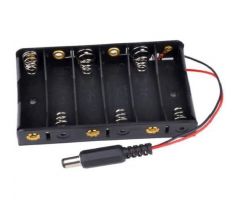 Batériový box pre šesť batérií AA 1,5V s konektorom DC - 5,5 x 2,1 mm