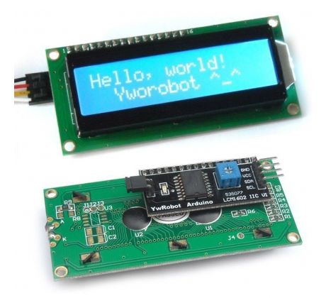 IIC I2C displej LCD 1602, 16 x 2 LCD znakov - Modrý modul