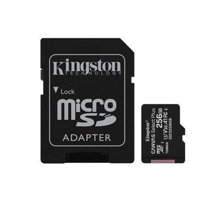 Pamäťová karta Kingston Canvas Select Plus microSDXC 256GB Class 10 UHS-I 100/10 MB/s (+ adaptér)