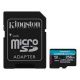Pamäťová karta Kingston Canvas Go! Plus microSDXC 256GB Class 10, UHS-I, U3, V30, A2, 200/104MB/s (+ adaptér)