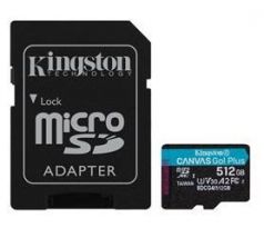 Pamäťová karta Kingston Canvas Go! Plus microSDXC 512GB Class 10, UHS-I, U3, V30, A2, 200/104MB/s (+ adaptér)